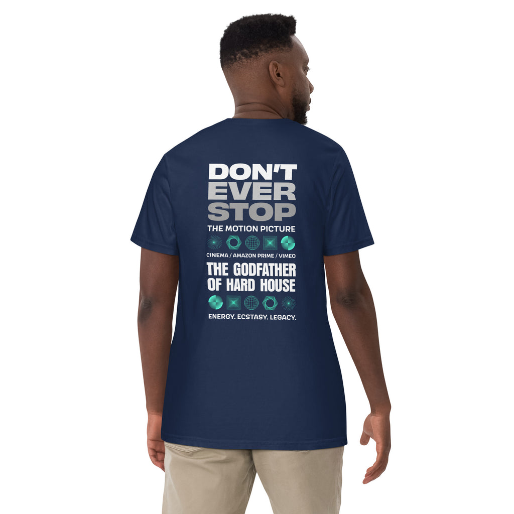Don't Ever Stop TDV navy/teal Unisex garment-dyed heavyweight t-shirt